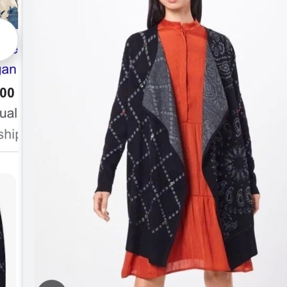 Desigual Memphis Cardigan NWT Size Medium Jeweled sleeves - Picture 6 of 6